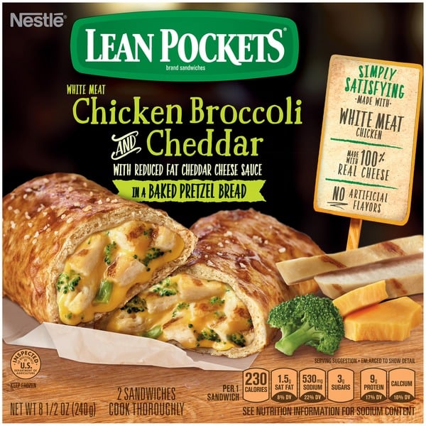 Frozen Appetizers & Sides Nestlé Lean Pockets Chicken Broccoli and Cheddar Frozen Sandwiches hero