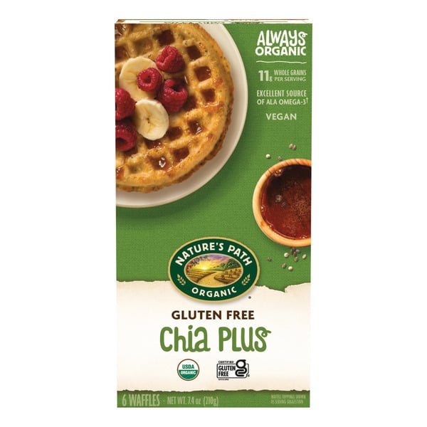 Frozen Breakfast Nature's Path Organic Gluten Free Wheat Free Chia Plus Waffles hero