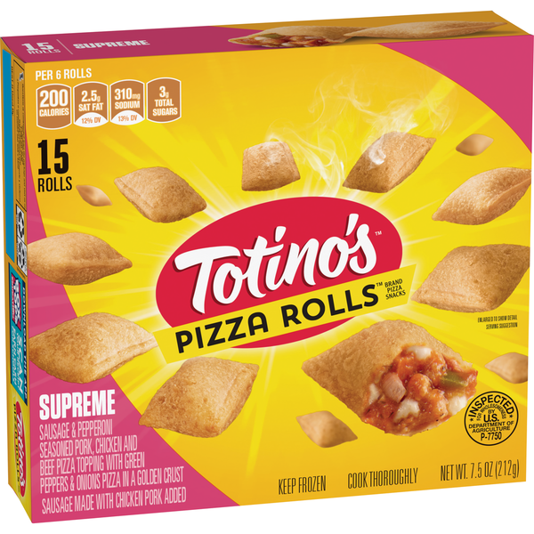 Frozen Pizza Totino's Pizza Rolls Supreme Flavored Frozen Snacks hero