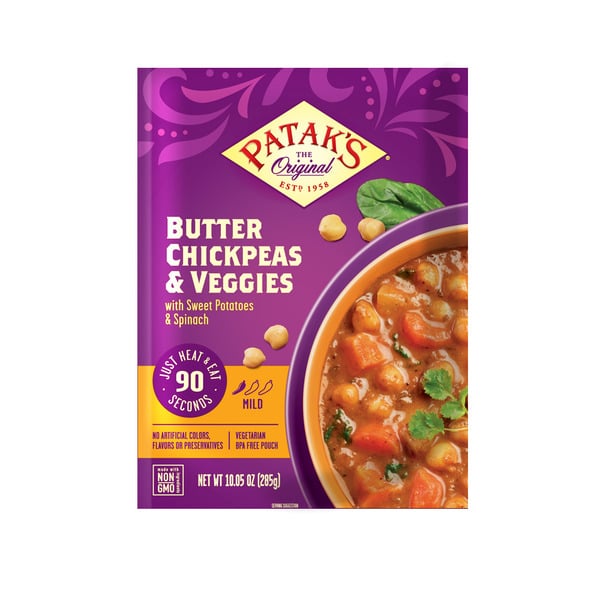 Frozen Meals Patak's Indian Butter Chickpea and Veggie Meal, Mild hero