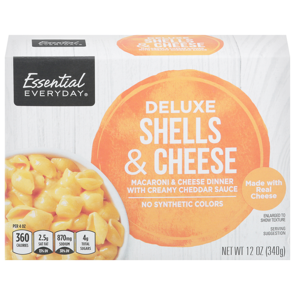 Instant Foods Essential Everyday Macaroni & Cheese Dinner, Shells & Cheese, Deluxe hero