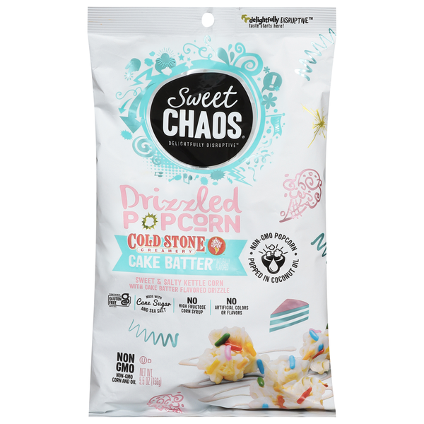 Chips & Pretzels Sweet Chaos Popcorn, Drizzled, Cake Batter hero