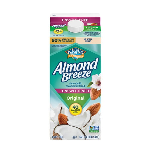 Dairy Free Beverages Almond Breeze Coconut Unsweetened Original Almondmilk hero