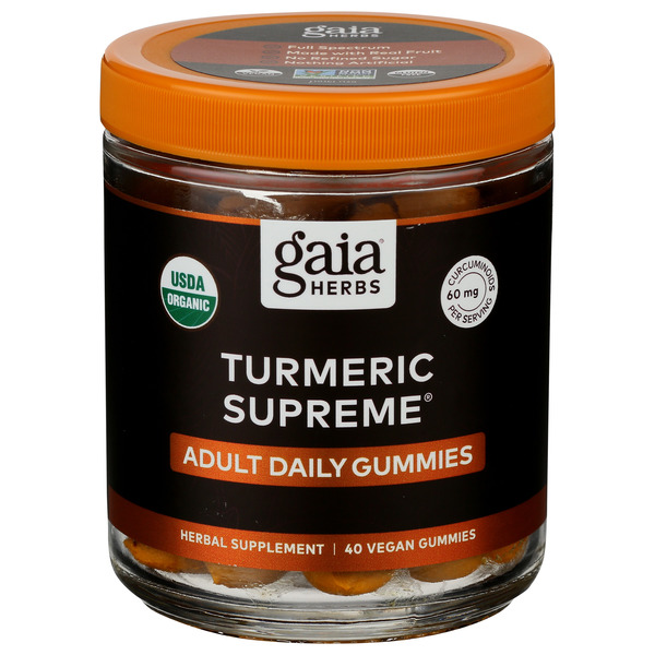 Vitamins & Supplements Gaia Herbs Turmeric Supreme, Adult Daily, Vegan Gummies hero