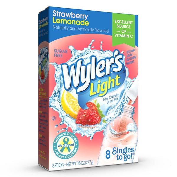 Beverages Wyler's Light Drink Sticks Low Calorie Strawberry Lemonade hero