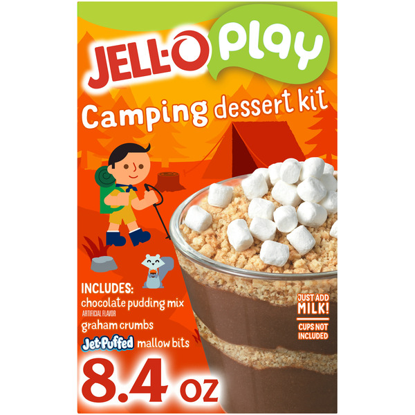 Doughs, Gelatins & Bake Mixes Jell-O Camping Dessert Kit with Chocolate Pudding Mix, Graham Crumbs & Jet-Puffed Marshmallow Bits hero