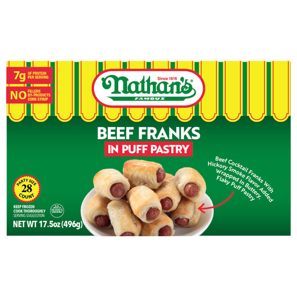 Frozen Appetizers & Sides Nathan’s Famous Beef Franks in Puff Pastry, Party Size hero