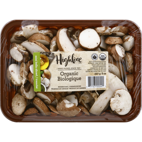 Packaged Vegetables & Fruits Highline Mushrooms Mushrooms, Organic, Mini Bella Sliced hero