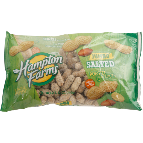 Produce Nuts & Snacks Hampton Farms Peanuts, Salted, Roasted, Jumbo hero