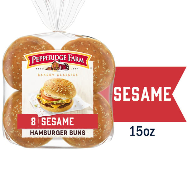 Buns & Rolls Pepperidge Farm Sesame Topped Hamburger Buns hero