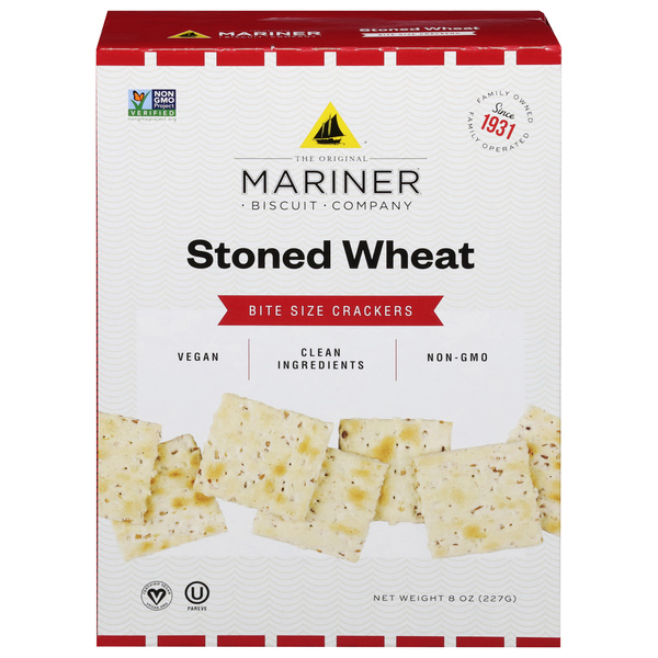 Mariner Crackers, Stoned Wheat, Bite Size hero