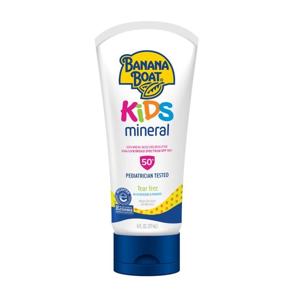 Body Lotions & Soap Banana Boat Simply Protect Mineral-Based Sunscreen Lotion for Kids Tear Free Fewer Ingredients hero