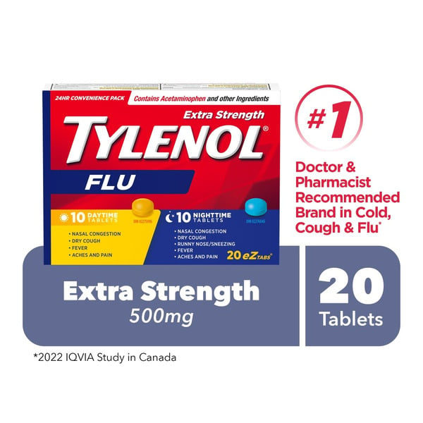 Cough, Cold & Flu Tylenol Adult Extra Strength Flu Day/Night Eztabs hero