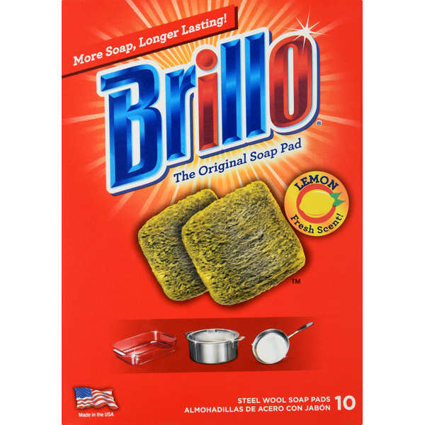 Cleaning Products and Supplies Brillo Soap Pads, Steel Wool, Lemon hero