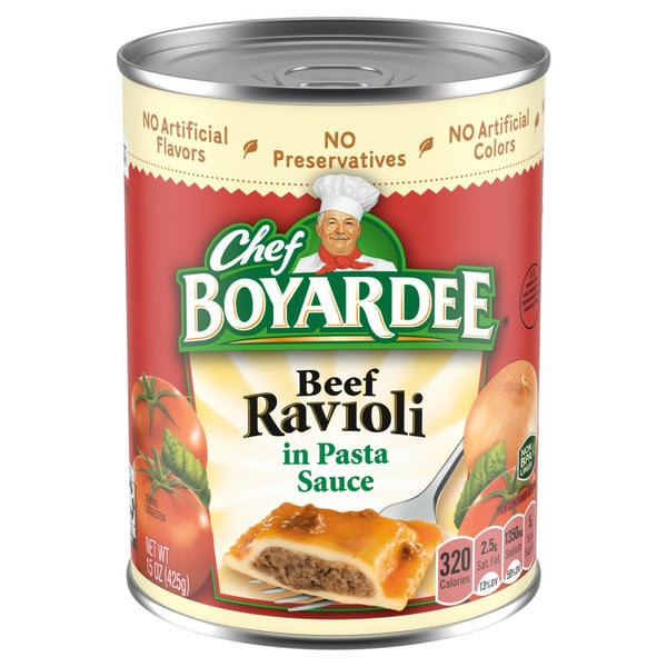 Canned Meat, Seafood & Beans Chef Boyardee Beef Ravioli Microwave Pasta hero