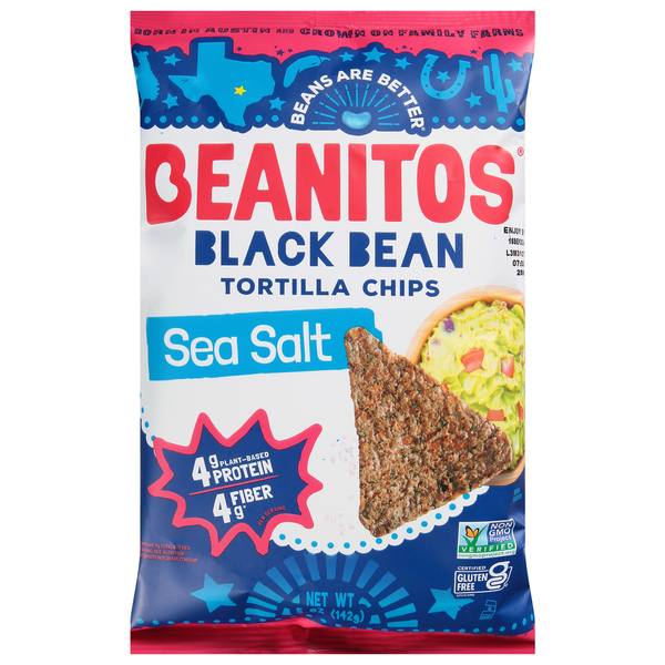 Chips & Pretzels Beanitos Tortilla Chips, Sea Salt, Black Bean hero