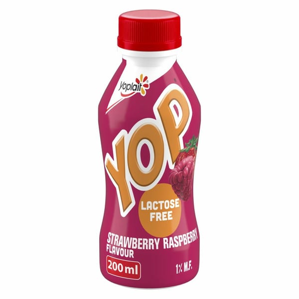 Yogurt Yoplait Yop 1% Drinkable Yogurt, Strawberry Raspberry, Lactose Free Yogurt Drink hero