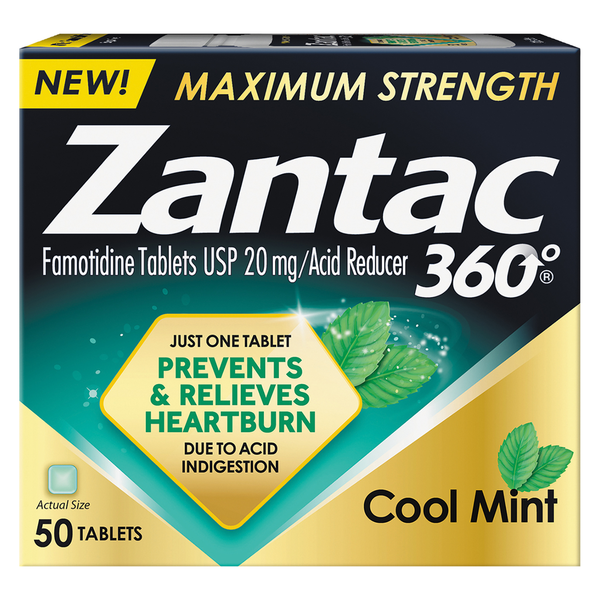 First Aid Zantac 360 Acid Reducer, Maximum Strength, Cool Mint hero