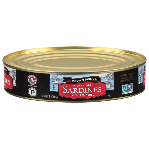 Canned Meat & Seafood Crown Prince Sardines, Wild Caught, in Tomato Sauce hero