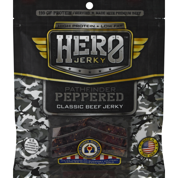 Popcorn & Jerky Hero Jerky Beef Jerky, Classic, Pathfinder Peppered hero