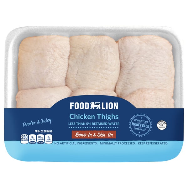 Fresh Chicken & Turkey Food Lion Bone-In & Skin-On Chicken Thighs hero