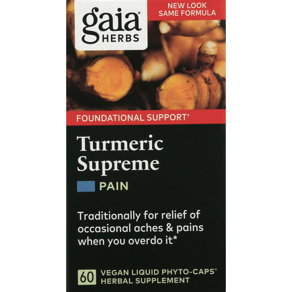 Vitamins & Supplements Gaia Herbs Turmeric Supreme, Pain, Vegan Liquid Phyto-Caps hero