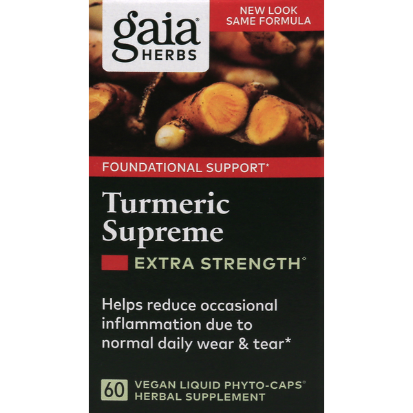 Supplement Combinations Gaia Herbs Turmeric Supreme, Extra Strength, Vegan Liquid Phyto-Caps hero