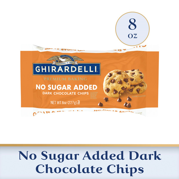 Spices & Seasonings Ghirardelli No Sugar Added Dark Chocolate Chips for Baking, Premium Baking Chips hero