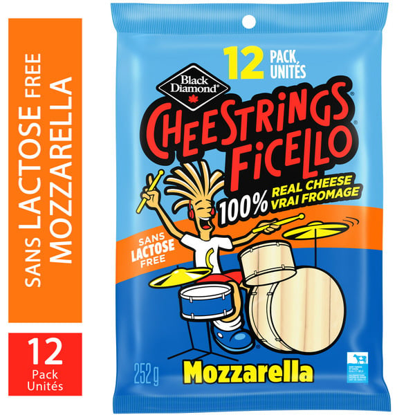 Specialty Cheeses Black Diamond Cheestrings Ficello Mozzarella Lactose-Free Cheese hero