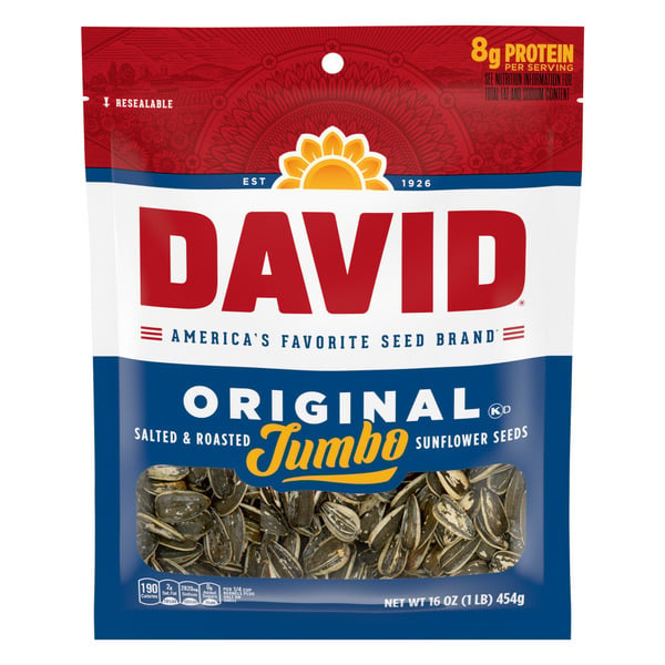 Nuts, Seeds & Dried Fruit DAVID Roasted and Salted Original Jumbo Sunflower Seeds hero