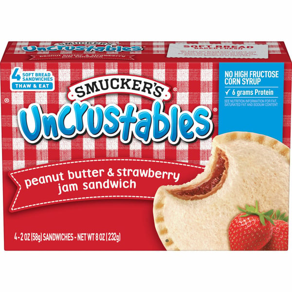 Frozen Appetizers & Sides Smucker's Uncrustables Peanut Butter & Strawberry Jam Sandwich hero