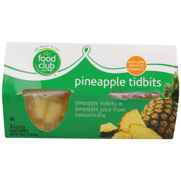 Canned Fruit & Applesauce Food Club Pineapple Tidbits In Pineapple Juice From Concentrate hero