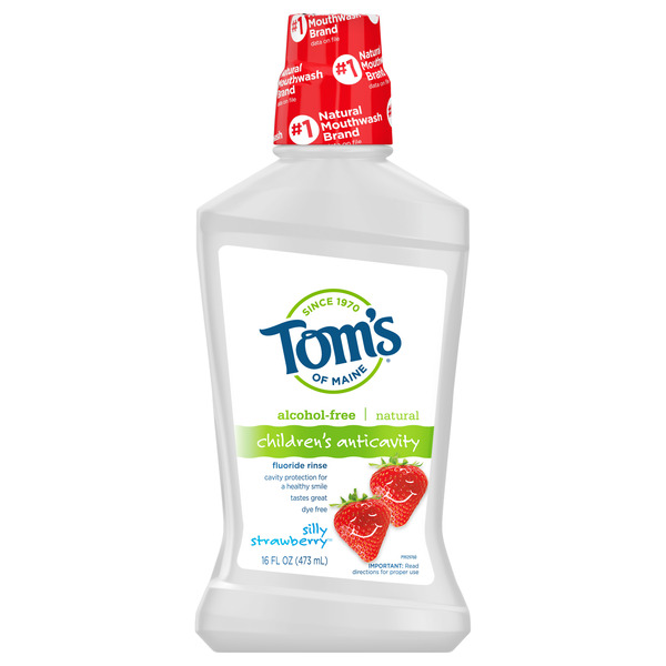 Oral Care | Toothpaste & Floss Tom's of Maine Fluoride Rinse, Silly Strawberry hero