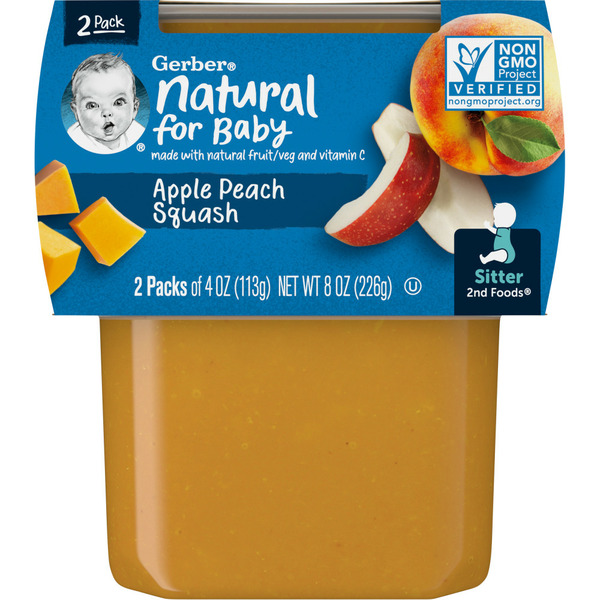 Baby Food & Formula Gerber Baby Food Apple Peach Squash Tubs hero