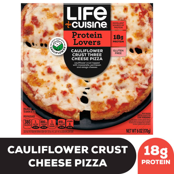 Frozen Meals Life Cuisine Gluten Free Lifestyle Cauliflower Crust Cheese Pizza hero