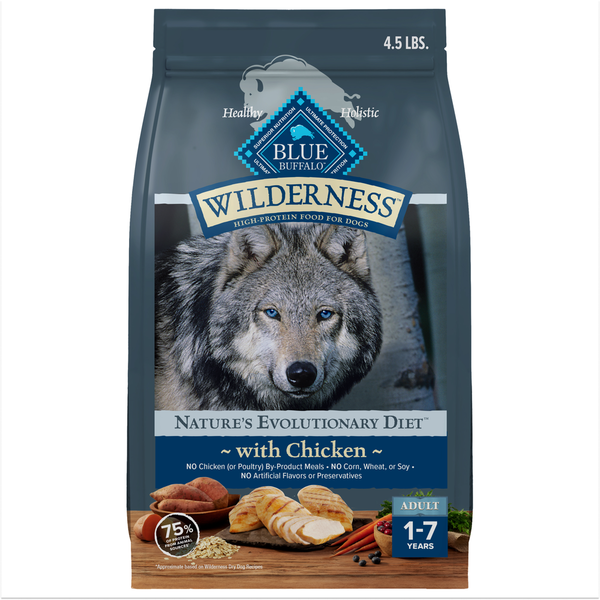 Dog Food & Care Blue Buffalo Wilderness High Protein Dry Dog Food plus Wholesome Grains, Chicken hero