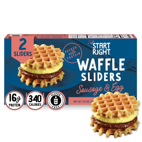 Frozen Meat & Seafood Start Right Waffle Sliders Sausage & Egg hero