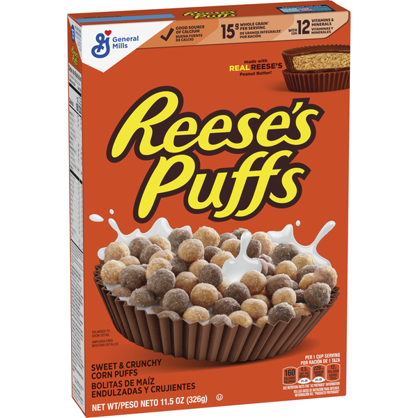 Cereal General Mills Reese's Puffs Chocolatey Peanut Butter Kids Breakfast Cereal hero