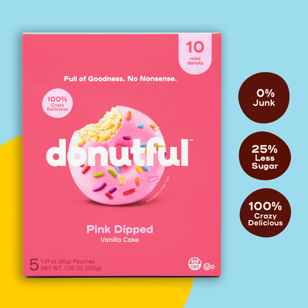 Donutful Pink Dipped, Rainbow Sprinkles Mini-Donuts hero