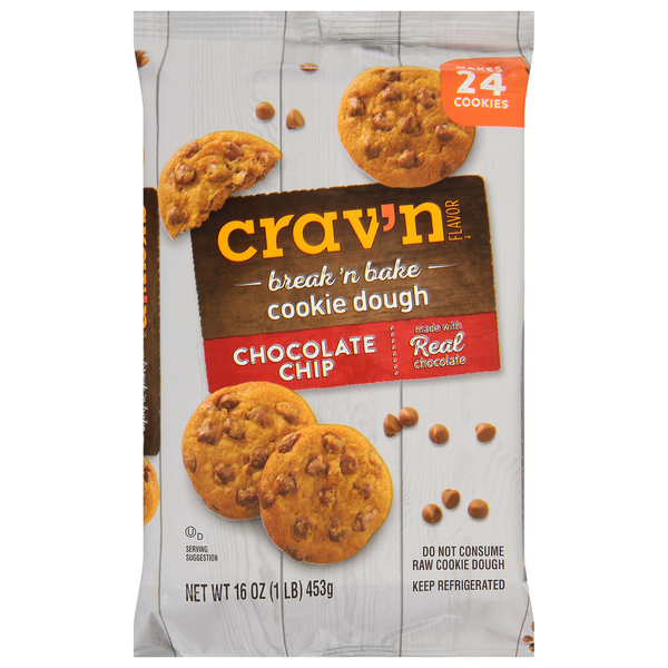 Crav'n Flavor Cookie Dough, Chocolate Chip, Break 'N Bake hero