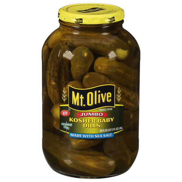 Condiments Mt. Olive Pickles, Kosher Baby Dills, Jumbo hero