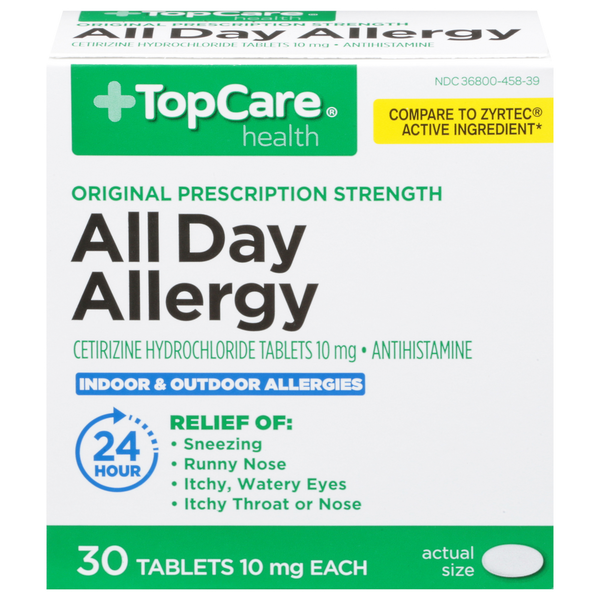 Cold, Flu & Allergy TopCare All Day Allergy, Original Prescription Strength, 10 mg, Tablets hero