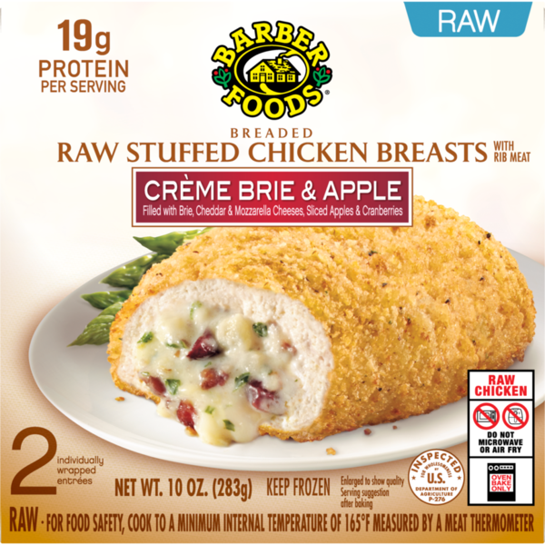 Frozen Appetizers & Sides Barber Foods Stuffed Chicken Breasts Creme Brie Apple, 2 Count hero