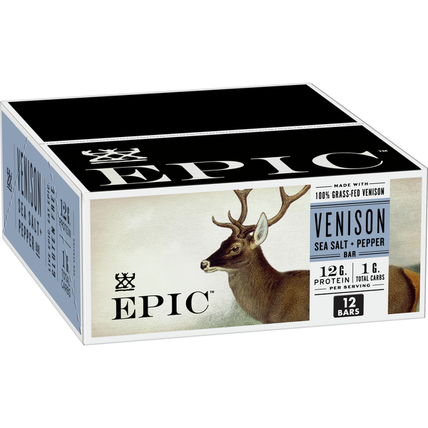 EPIC Venison Sea Salt & Pepper Bars, Keto Friendly, Gluten Free hero