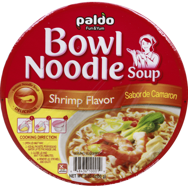 Instant Foods Paldo Soup, Bowl Noodle, Shrimp Flavor hero