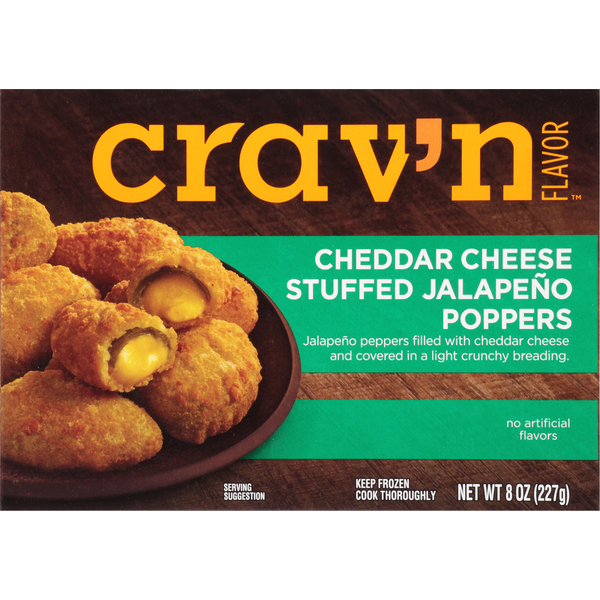 Frozen Appetizers & Sides Crav'n Flavor Jalapeno Poppers, Cheddar Cheese Stuffed hero