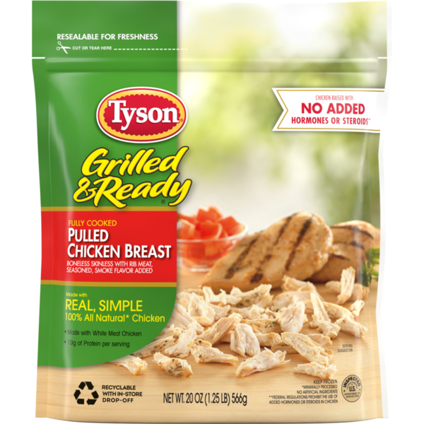 Frozen Meat & Seafood Tyson Grilled & Ready Fully Cooked Pulled Chicken Breast, 20 ounces hero