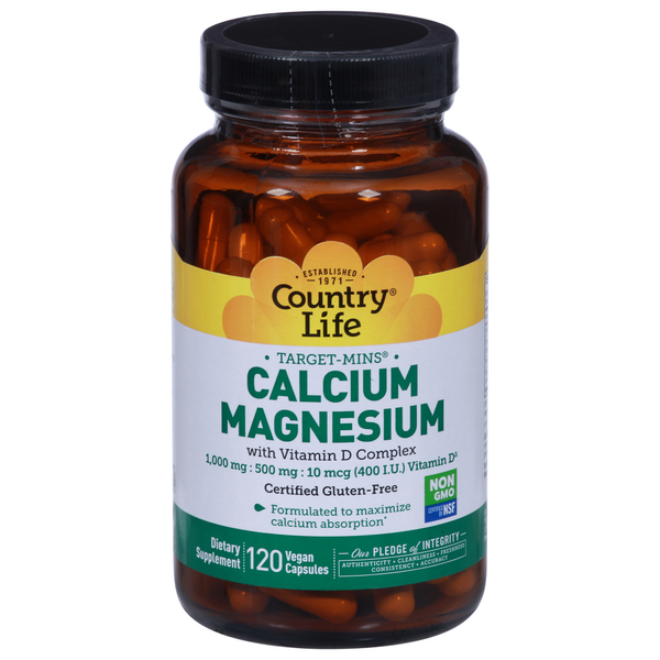 Vitamins & Supplements Country Life Calcium Magnesium, Vegan Capsules hero