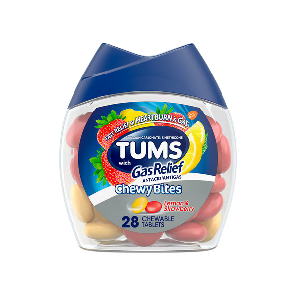 Digestion TUMS Chewy Bites Antacid Lemon-Strawberry Chews, Chewy Bites Antacid Lemon-Strawberry Chews hero