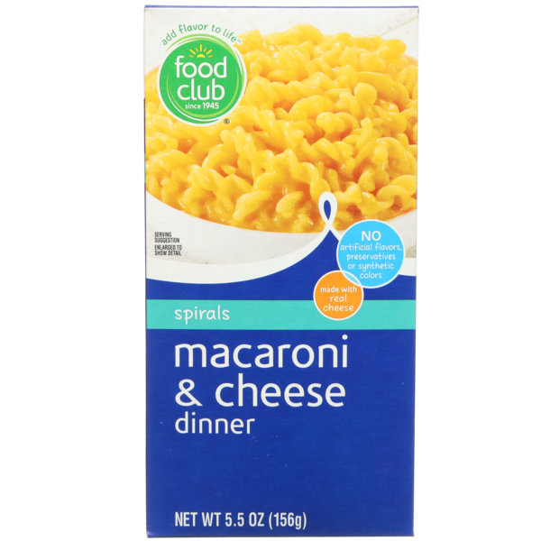 Instant Foods Food Club Spirals Macaroni & Cheese Dinner hero